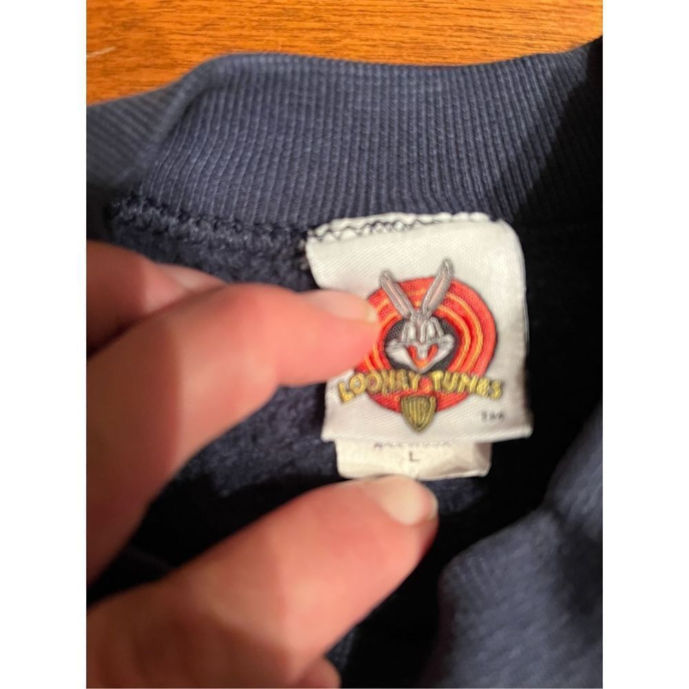 Vintage 90's Taz Tazmanian Devil Looney Tunes Navy Large Crewneck Sweatshirt - Picture 3 of 6